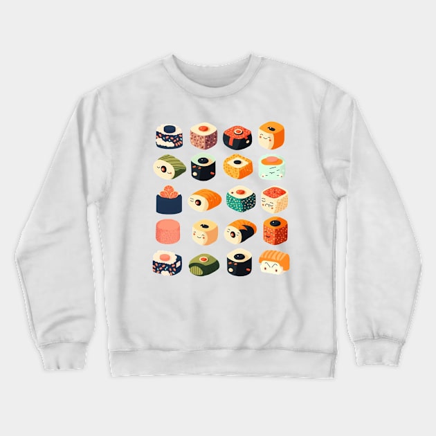 sushi pattern Crewneck Sweatshirt by retrocolorz